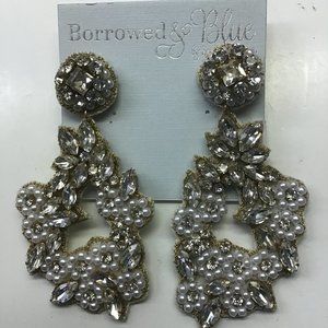 Borrowed & Blue New Pearl and Rhinestone Circular Earrings